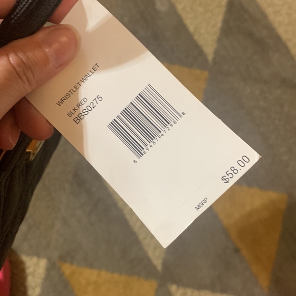 BETSEY JOHNSON Black & Red Leather Hearts Gold Wristlet Wallet NWT - Picture 6 of 6